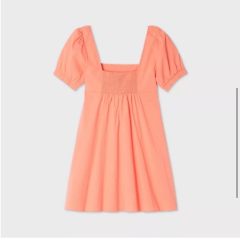 Wild Fable Peach Babydoll Puff Sleeve Dress Smocked Back Cottagecore Summer - Picture 3 of 8